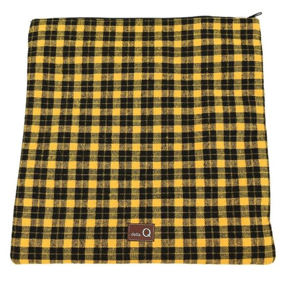 Plucky Knitter x Della Q Yellow Plaid Flannel & Canvas Zip Top Project Bag - Picture 1 of 3